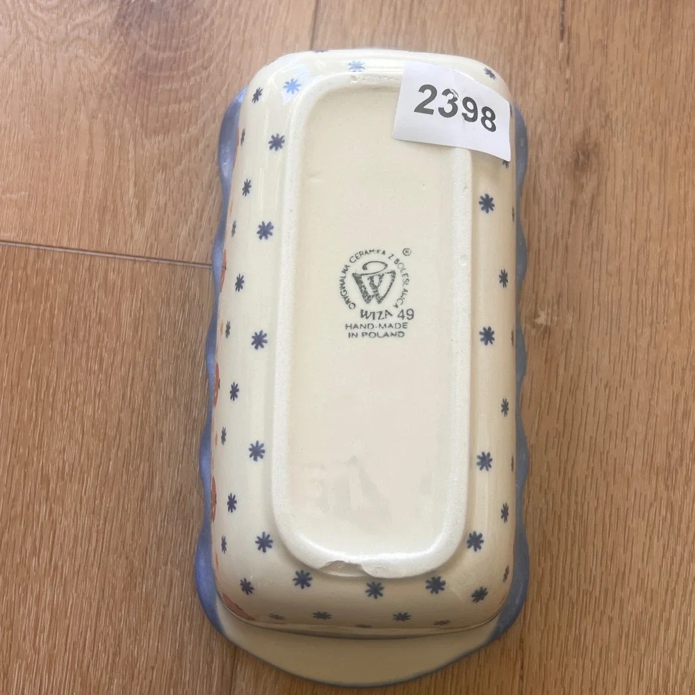 Wiza Polish Pottery Loaf Pan Boleslawiec Handmade Stoneware Apple Star Pattern